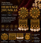 Antique Gold Floral Pearl Dangler Earrings – Traditional Ethnic Earrings