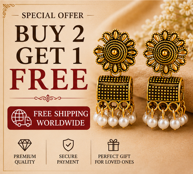 Antique Gold Floral Pearl Dangler Earrings – Traditional Ethnic Earrings