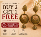 Antique Gold Textured Chandbali Earrings with Mini Jhumka