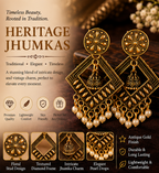 Antique Gold Geometric Pearl Dangler Earrings with Mini Jhumka