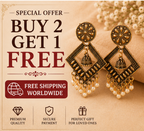 Antique Gold Geometric Pearl Dangler Earrings with Mini Jhumka