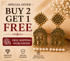 Antique Gold Dancing Couple Pearl Drop Temple Earrings