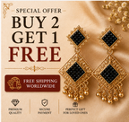 Antique Gold Black Crystal Geometric Statement Dangler Earrings