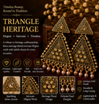 Antique Gold Triangle Pearl Drop Statement Earrings for Women