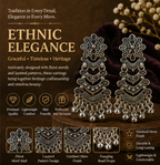 Oxidised Silver Tribal Layered Dangler Earrings with Ball Drops
