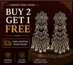 Oxidised Silver Tribal Layered Dangler Earrings with Ball Drops