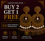 Antique Gold Circular Chandbali Earrings with Pearl Drops