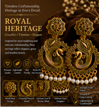Antique Gold Peacock Pearl Statement Earrings for Women
