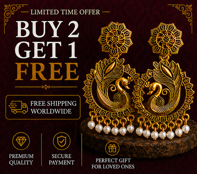 Antique Gold Peacock Pearl Statement Earrings for Women