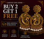 Antique Gold Peacock Pearl Statement Earrings for Women