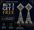 Oxidised Silver Triple Jhumka Chain Dangler Earrings for Women