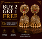Antique Gold American Diamond Pearl Jhumka Earrings with Peacock Motif