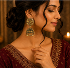 Antique Gold Mirror Work Jhumka Earrings for Women