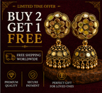 Antique Gold Mirror Work Jhumka Earrings for Women