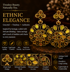 Antique Gold Floral Mirror Work Statement Earrings for Women