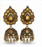 Oxidised Gold Mirror Work Jhumka Earrings – Traditional Party Wear