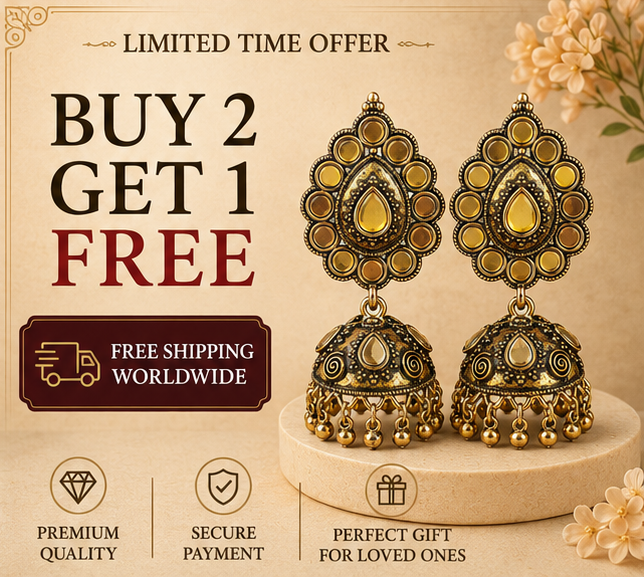 Oxidised Gold Mirror Work Jhumka Earrings – Traditional Party Wear