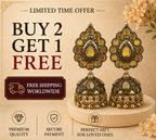 Oxidised Gold Mirror Work Jhumka Earrings – Traditional Party Wear