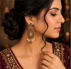 Antique Gold Teardrop Pearl Jhumka Dangler Earrings for Women