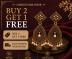 Antique Gold Teardrop Pearl Jhumka Dangler Earrings for Women