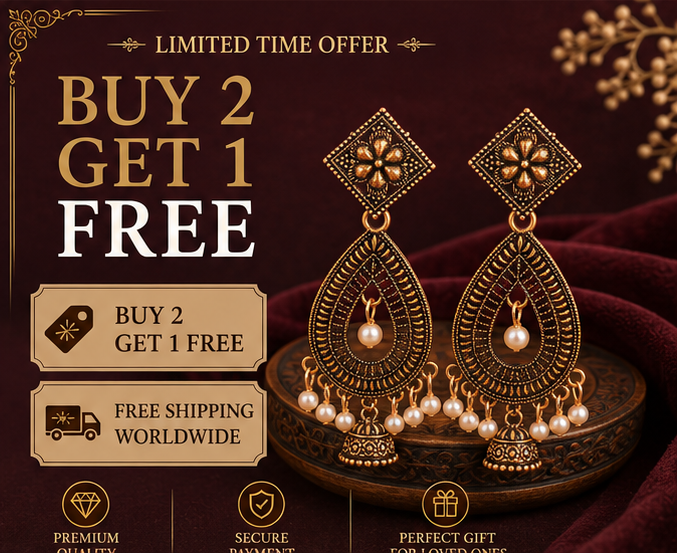 Antique Gold Teardrop Pearl Jhumka Dangler Earrings for Women