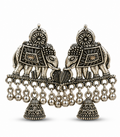 Oxidised Silver Elephant Jhumka Earrings – Tribal Ethnic Statement Jewellery