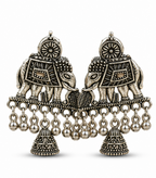 Oxidised Silver Elephant Jhumka Earrings – Tribal Ethnic Statement Jewellery