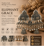 Oxidised Silver Elephant Jhumka Earrings – Tribal Ethnic Statement Jewellery