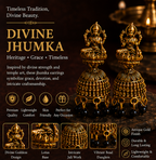 Oxidised Gold Lakshmi Temple Jhumka Earrings with Black Beads