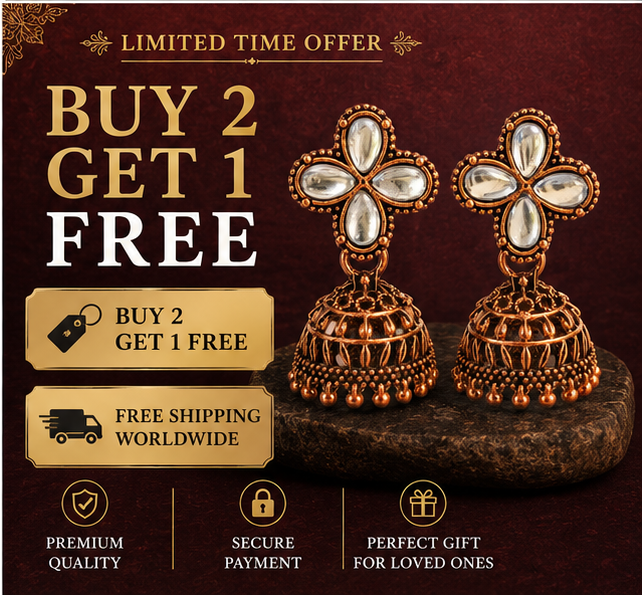 Antique Copper Mirror Work Jhumka Earrings – Traditional Ethnic Earrings