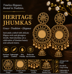 Antique Gold Floral Cutwork Statement Earrings with Mini Jhumka Drop