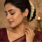 Antique Gold Peacock Jhumka Earrings with Multicolor Stones