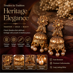 Antique Gold Floral Pearl Jhumka Earrings for Women