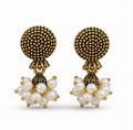 Antique Gold Pearl Cluster Statement Earrings