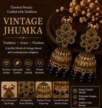 Antique Gold Peacock Jhumka Earrings with Blue Stones