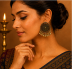 Antique Gold Circular Fringe Statement Earrings