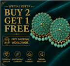 Turquoise Circular Statement Earrings with Bead Fringe
