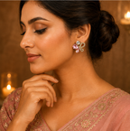 Pink Crystal Butterfly Stud Earrings