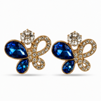 Blue Crystal Butterfly Stud Earrings