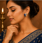 Blue Crystal Butterfly Stud Earrings