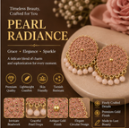 Pink Circular Statement Earrings with Bead Fringe