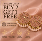 Pink Circular Statement Earrings with Bead Fringe