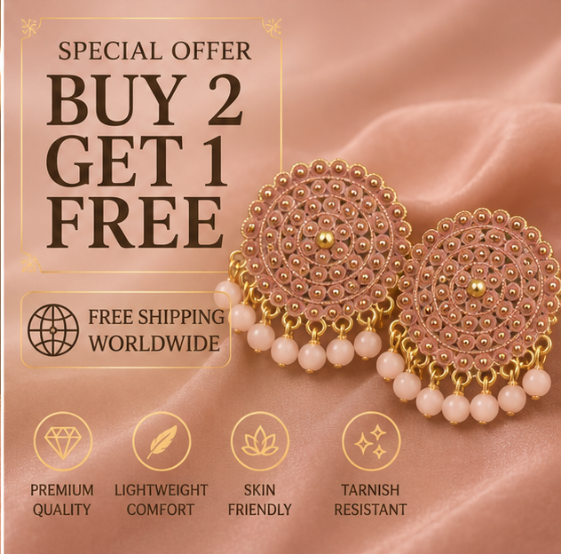 Pink Circular Statement Earrings with Bead Fringe