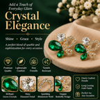 Green Crystal Butterfly Stud Earrings for Women