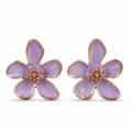 Lavender Floral Enamel Stud Earrings for Women