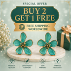 Turquoise Floral Enamel Stud Earrings for Women