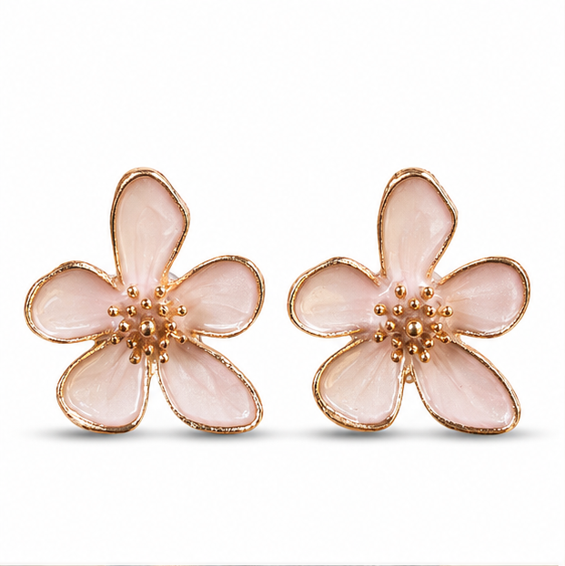 Blush Pink Flower Stud Earrings