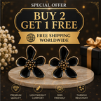 Black Floral Enamel Stud Earrings for Women