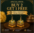 Yellow Green Meenakari Dome Jhumka Earrings with Yellow Beads