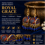 Blue Meenakari Dome Jhumka Earrings with Blue Crystal Beads